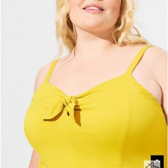 TORRID yellow Challis Tie-Front Romper - Picture 4 of 8